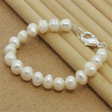 925 Silver Freshwater Pearl Bracelet For Women Charm Jewelry