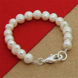 925 Silver Freshwater Pearl Bracelet For Women Charm Jewelry