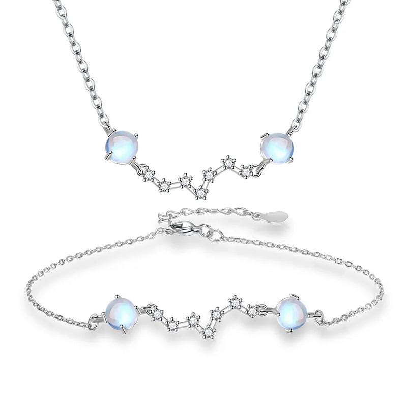 925 Silver Necklace & Bracelet Set Wedding Jewelry The Big Dipper Star