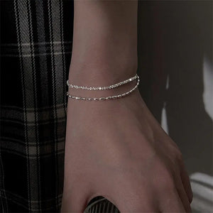 925 Sterling Silver Women Bracelet Beads Double Layer