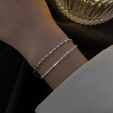 925 Sterling Silver Women Bracelet Beads Double Layer