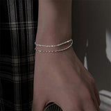 925 Sterling Silver Women Bracelet Beads Double Layer