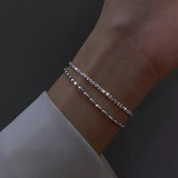 925 Sterling Silver Women Bracelet Beads Double Layer