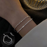 925 Silver Double Layer Beads Bracelet Women Jewelry