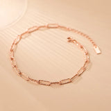 925 Sterling Silver Anklet Oval Rose Chain Foot Jewellery