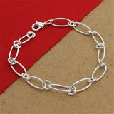 925 Silver Paper Clip Charm Bracelet for Women