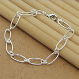 925 Silver Paper Clip Charm Bracelet for Women