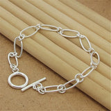 925 Silver Paper Clip Bracelet Charm Jewelry Gift