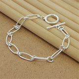 925 Silver Paper Clip Bracelet Charm Jewelry Gift