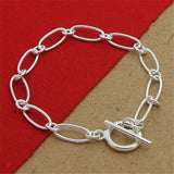 925 Silver Paper Clip Bracelet Charm Jewelry Gift