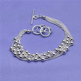 925 Silver Bracelet with Soft Beads, Women's Party Jewelry