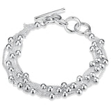 925 Silver Bracelet with Soft Beads, Women's Party Jewelry