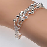 925 Silver Bracelet with Soft Beads, Women's Party Jewelry