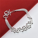 925 Silver Bracelet with Soft Beads, Women's Party Jewelry