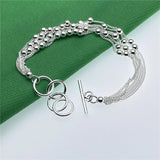 925 Silver Bracelet with Soft Beads, Women's Party Jewelry