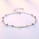 925 Silver Pentagram Square Bead Bracelet Wedding Jewelry