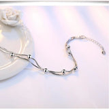 925 Silver Pentagram Square Bead Bracelet Wedding Jewelry