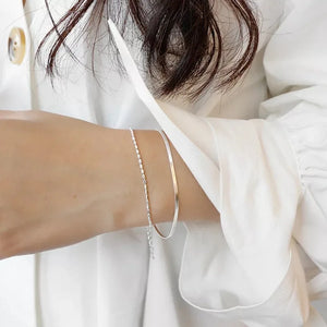 925 Sterling Silver Double-Layer Bead Chain Bracelet for Women