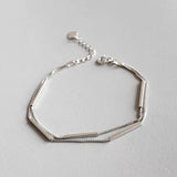 925 Sterling Silver Double-Layer Bead Chain Bracelet for Women