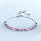925 Silver Pink Zircon Crystal Bracelet Women's Jewelry