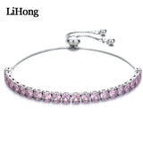 925 Silver Pink Zircon Crystal Bracelet Women's Jewelry