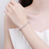 925 Silver Pink Zircon Crystal Bracelet Women's Jewelry
