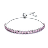 925 Silver Pink Zircon Crystal Bracelet Women's Jewelry