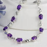 925 Silver Purple Crystal Bracelet Women's Jewelry Gift