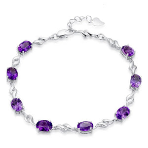 925 Silver Purple Crystal Bracelet Women's Jewelry Gift