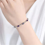925 Silver Purple Crystal Bracelet Women's Jewelry Gift