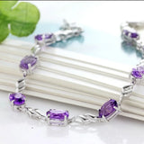 925 Silver Purple Crystal Bracelet Women's Jewelry Gift