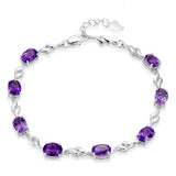 925 Silver Purple Crystal Bracelet Women's Jewelry Gift