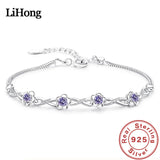 925 Silver Purple Crystal Zircon Bracelet for Women