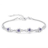 925 Silver Plum Bracelet Purple Zircon Crystal Women's Jewelry