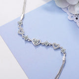 925 Silver Bracelet Rendy Style Crystal Chain Linked For Women Charm Bangle
