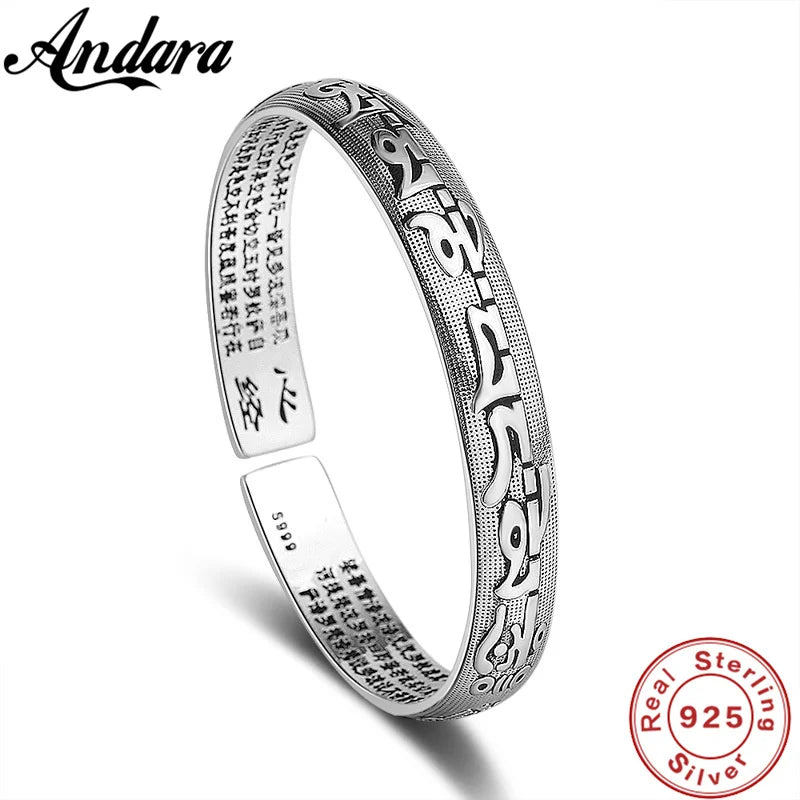 925 Sterling Silver Heart Bracelet - Sanskrit Bangle Religious Jewelry
