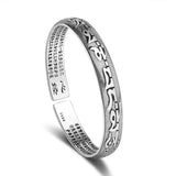 925 Sterling Silver Heart Bracelet - Sanskrit Bangle Religious Jewelry