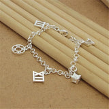 925 Silver Roman Pendant Bracelet Charm Jewelry Gift