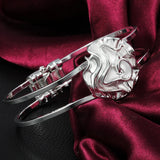 925 Sterling Silver Rose Flower Bracelet for Women Charm Jewelry