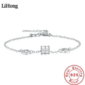 925 Sterling Silver Bracelet Rose Small Circle Woman Glamour Jewelry
