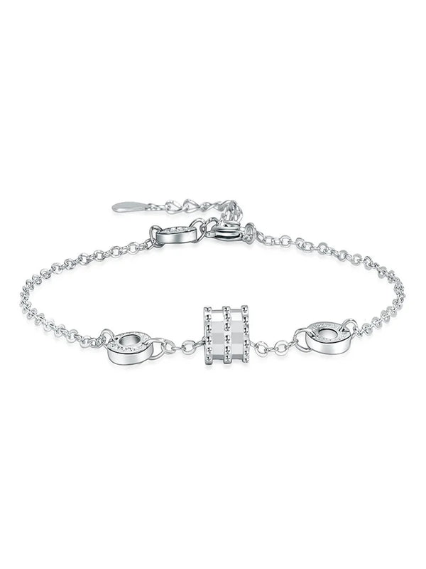 925 Sterling Silver Bracelet Rose Small Circle Woman Glamour Jewelry