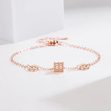 925 Sterling Silver Bracelet Rose Small Circle Woman Glamour Jewelry