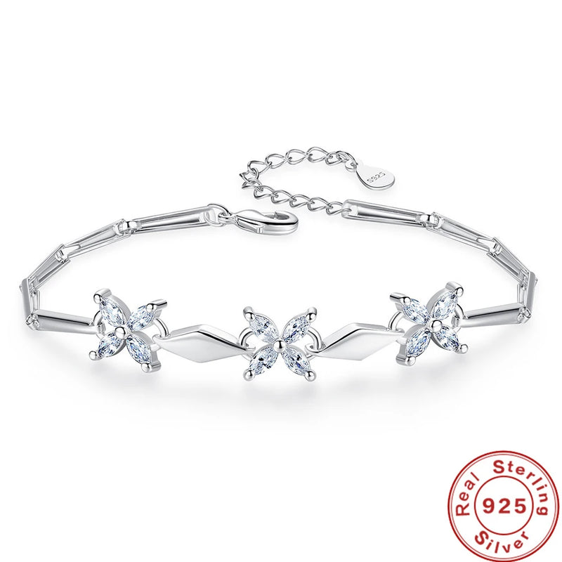 925 Silver Dolphin Amethyst Bracelet Women Charm Jewelry Gift