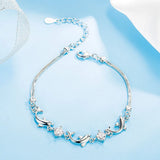 925 Silver Small Dolphin Amethyst Bracelet Women Engagement Charm Gift
