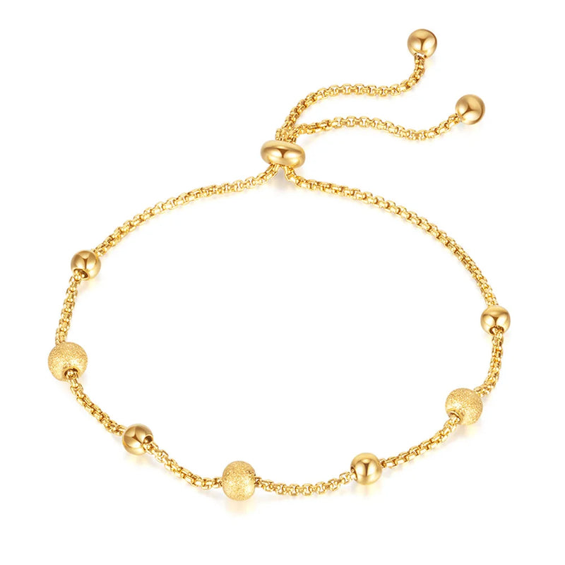 925 Silver Bracelet Frosted Beads 18k Adjust