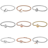 925 Silver Heart T-Bar Pav? Snake Chain Bracelet DIY Jewelry Gift