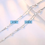 925 Silver Bracelet Double Chain Adjustable Anklet S-B167