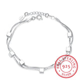 925 Silver Bracelet Double Chain Adjustable Anklet S-B167