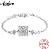 925 Silver Bracelet Square Crystal Jewelry For Women