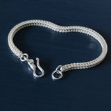 925 Silver Bracelet Square Fox Tail Chain Bangle for Women and Men